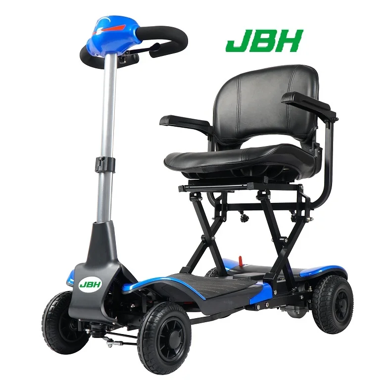 JBH Handicapped Fold up up Mobility Scooter 4 Wheel Fast Elderly Medical Scooter for Disabled Electronic Unisex Aluminum Alloy