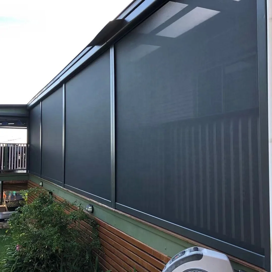 smart control exterior zip track roller blinds  with pergola