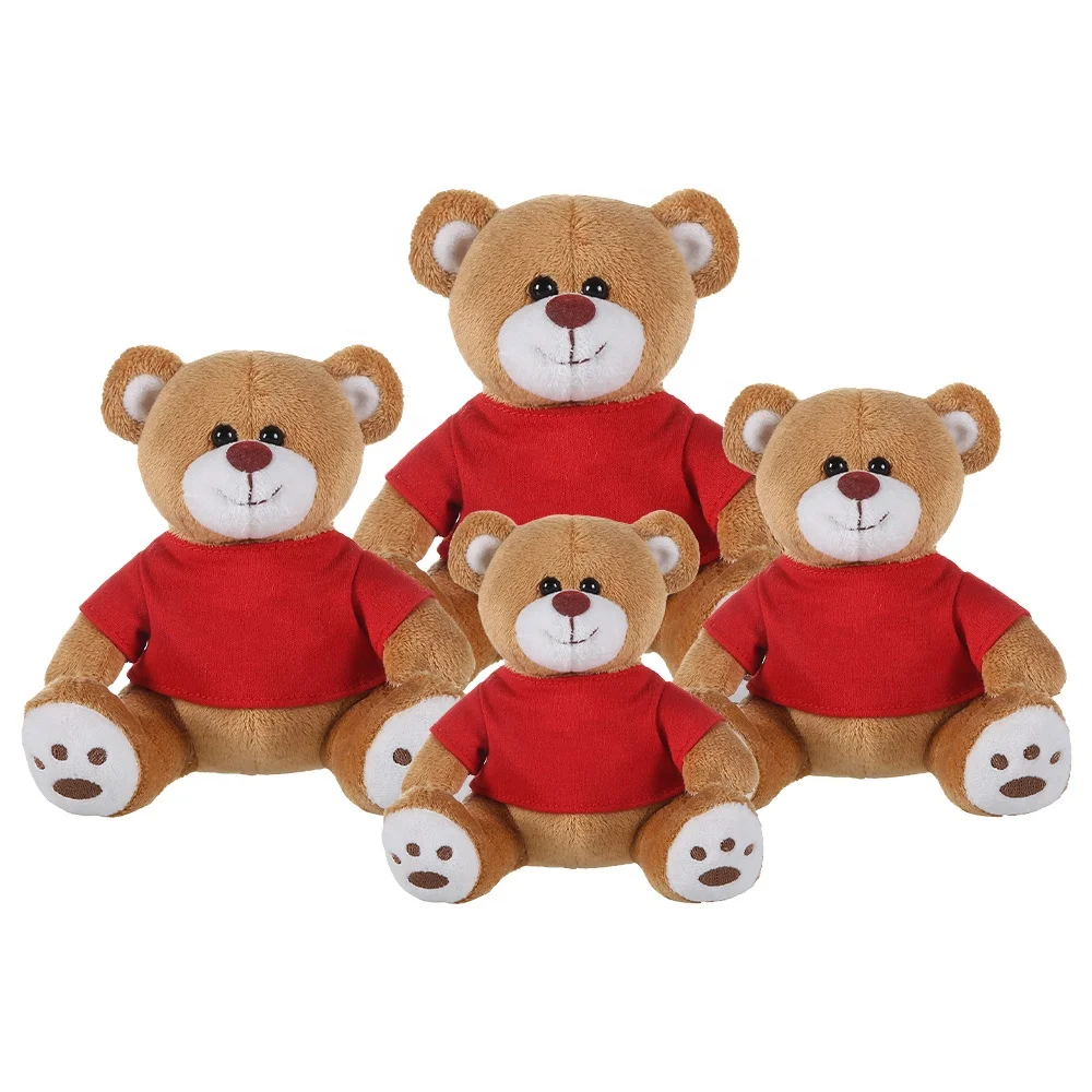 Newest cheap sublimation plush teddy bear t shirts Custom printed LOGO Cute stuffed soft plush toy teddy bear wholesale