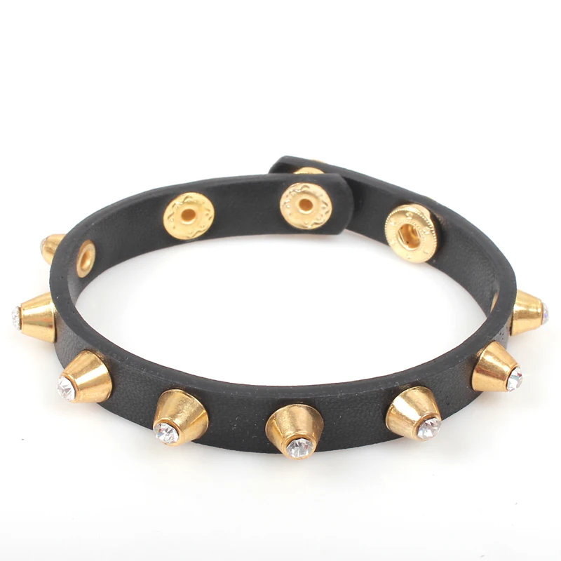 fashion vintage PU leather women bracelet women custom wholesale plastic diamond inlay rivet bracelets personalized bracelet