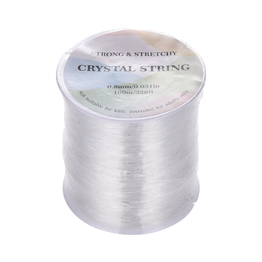 Rawmand 1Roll/100m 0.8mm Elastic String Crystal Thread Fibre Stretch Elastic Clear Cord Jewelry Beading String Fishing Line