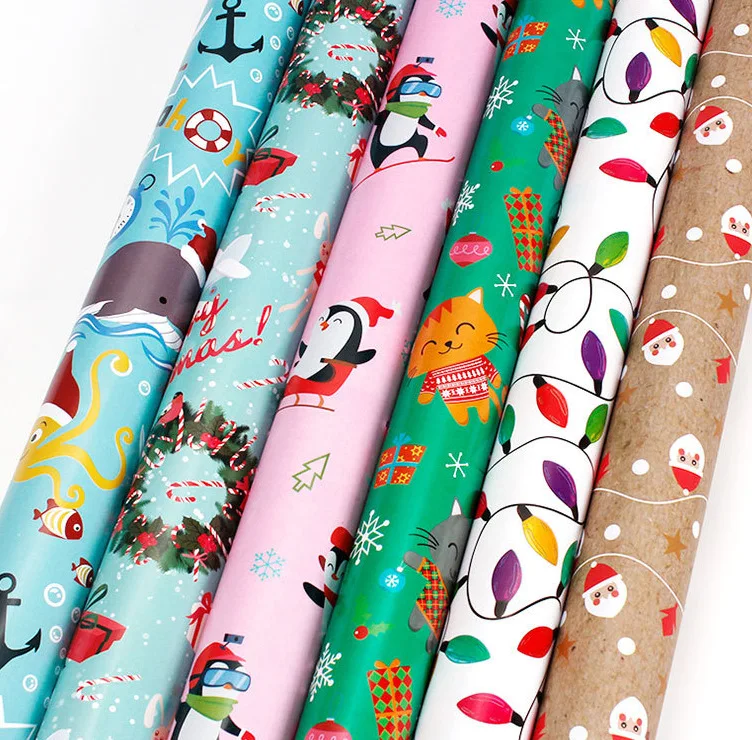 Custom Printed Logo Flower Tissue Foldable Wrap Sheet Paper Roll Gift Wrapping Paper On Sale