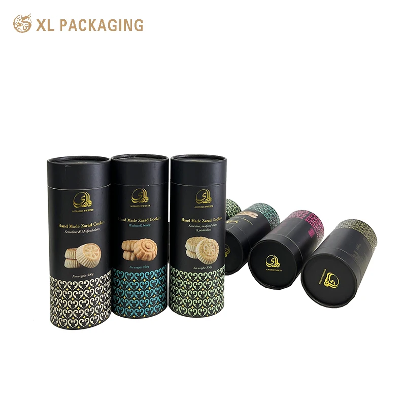 Custom Premium Matt Black Paper Tube Cardboard Round Gift Box Cylinder For Perfume Bottle Packaging