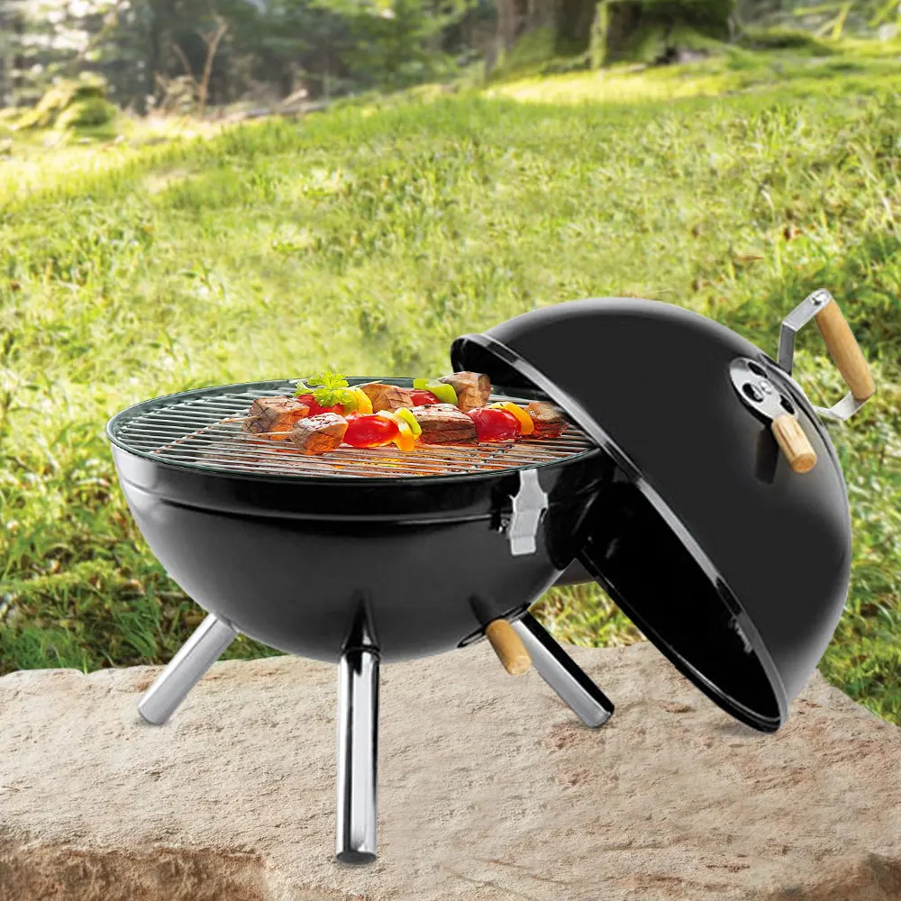 New Style Portable Mini Tabletop Charcoal Grill Football Bbq Soccer Ball Shaped Charcoal Barbecue Grill