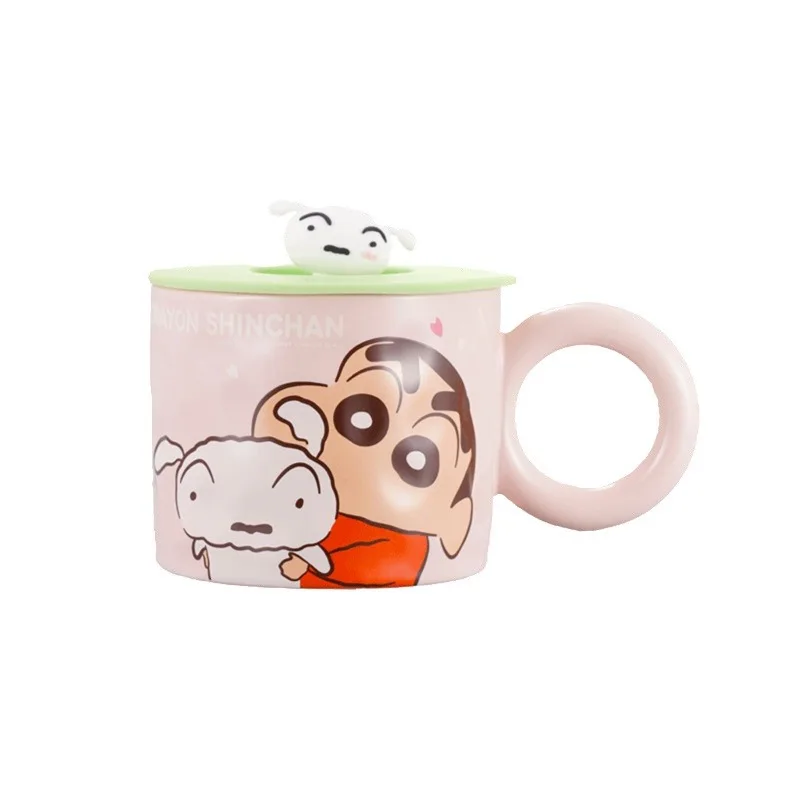 Crayon Shin-chan anime Ceramic Cartoon Mug adorable Ceramic Mug with Lid For Gift mugs customizable