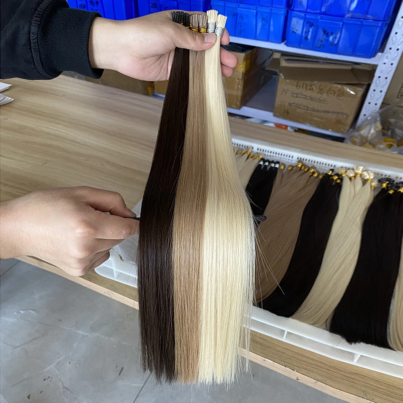 Cuticle Aligned Colored Remy 1g Hair I Tip Human Hair Extension of the Best Quality for White Women