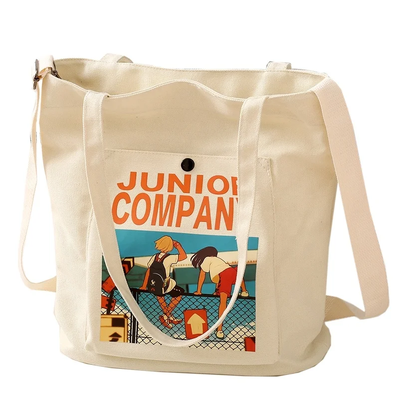 Factory Wholesale high quality canvas shoulder bag Sona Package canvas beach bag fashion design tote bag with zipper