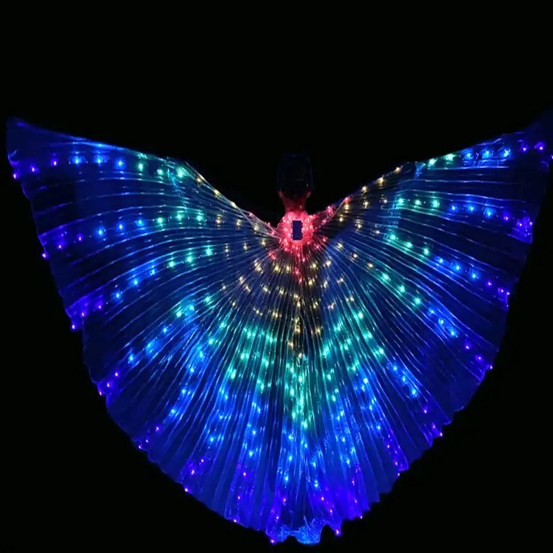 Glow Angel Dance Wings LED Lights Dance Isis Wings Belly Glow Angel Dance Wings with Flexible Rods for Adults and Child