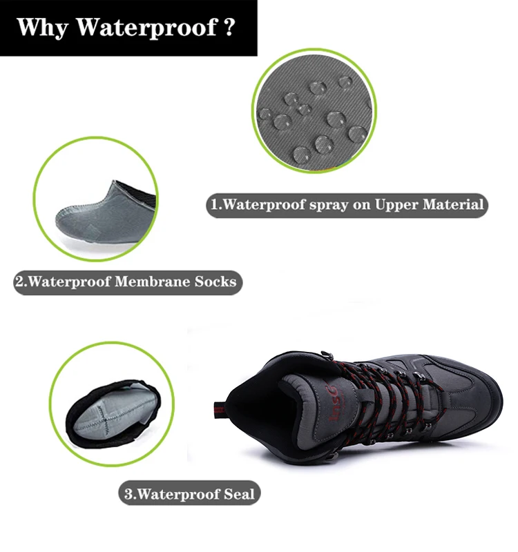 Fashion simple waterproof fabric upper hiking shoes anti slip men outdoor trekking boot