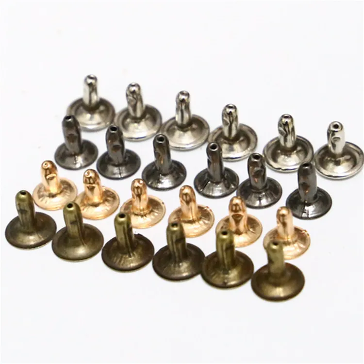 Double cap metal leather garment rivet