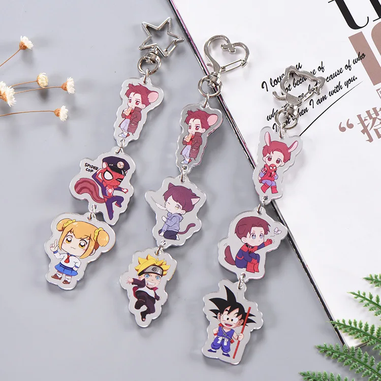 Personalized Custom Printing Anime Keychain Clear Transparent Epoxy Mirror Acrylic Keychain Charms