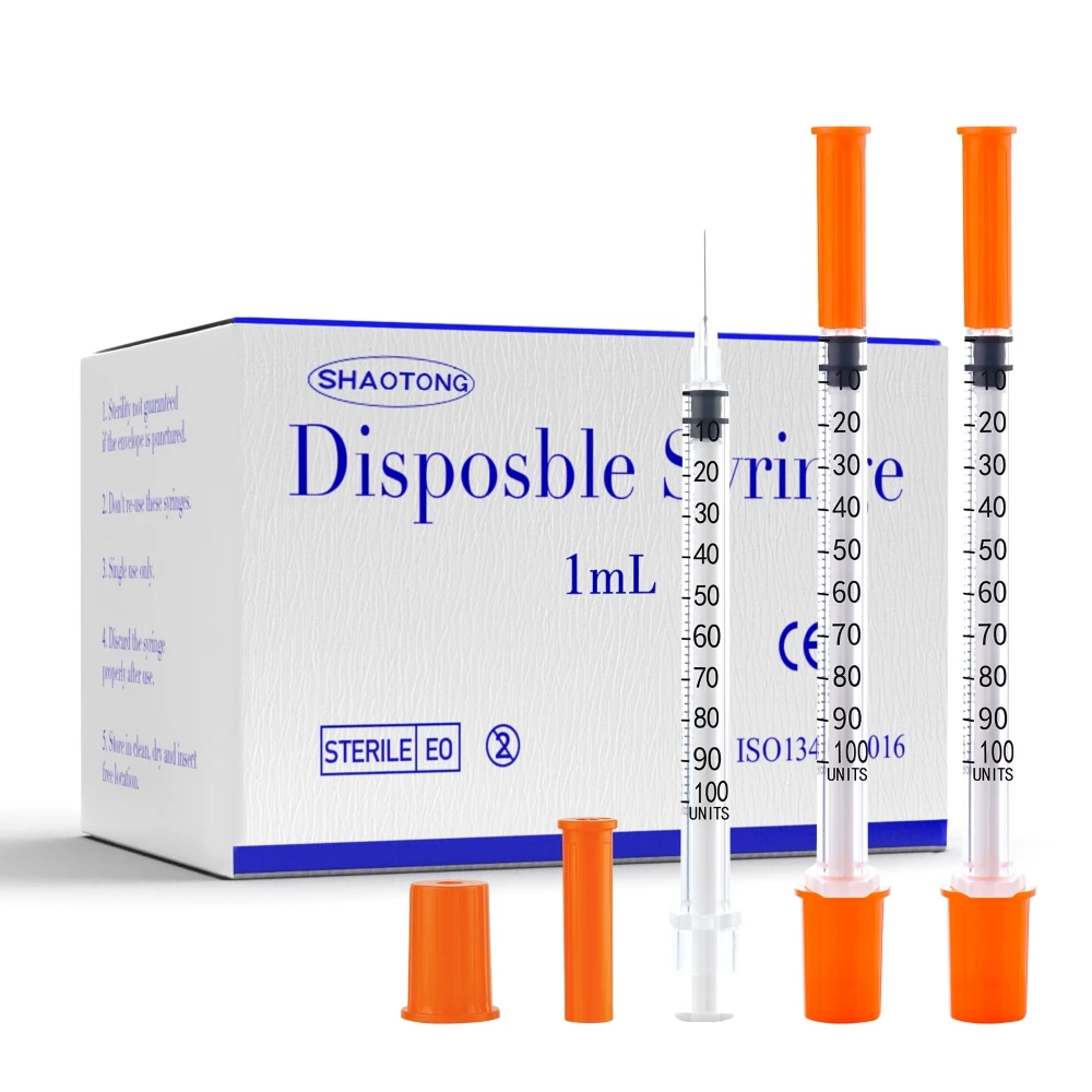 Sterile Disposable Medical Painless U-40 U-100 0.3ml 0.5ml 1ml Insulin Syringe  for Painless Injection