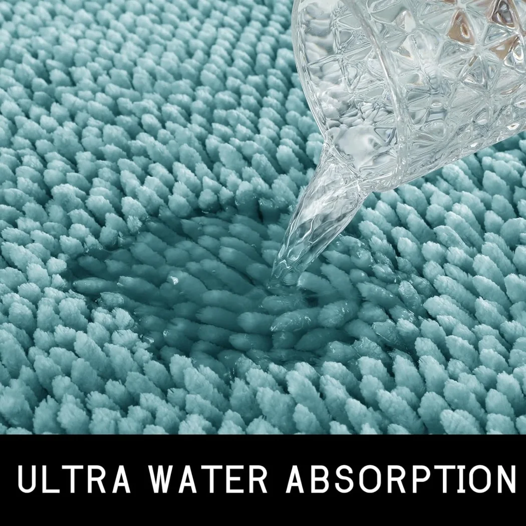 CF high density U type Extra Soft Shaggy Absorbent Microfiber Door Mat Non Slip toilet Chenille Bath Mats for Bathroom Rugs