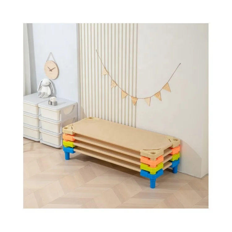 Kids Single Bed For Kindergarten Preschool Daycare Nursery Creche Resting Bed Stackable Space Saving Cot