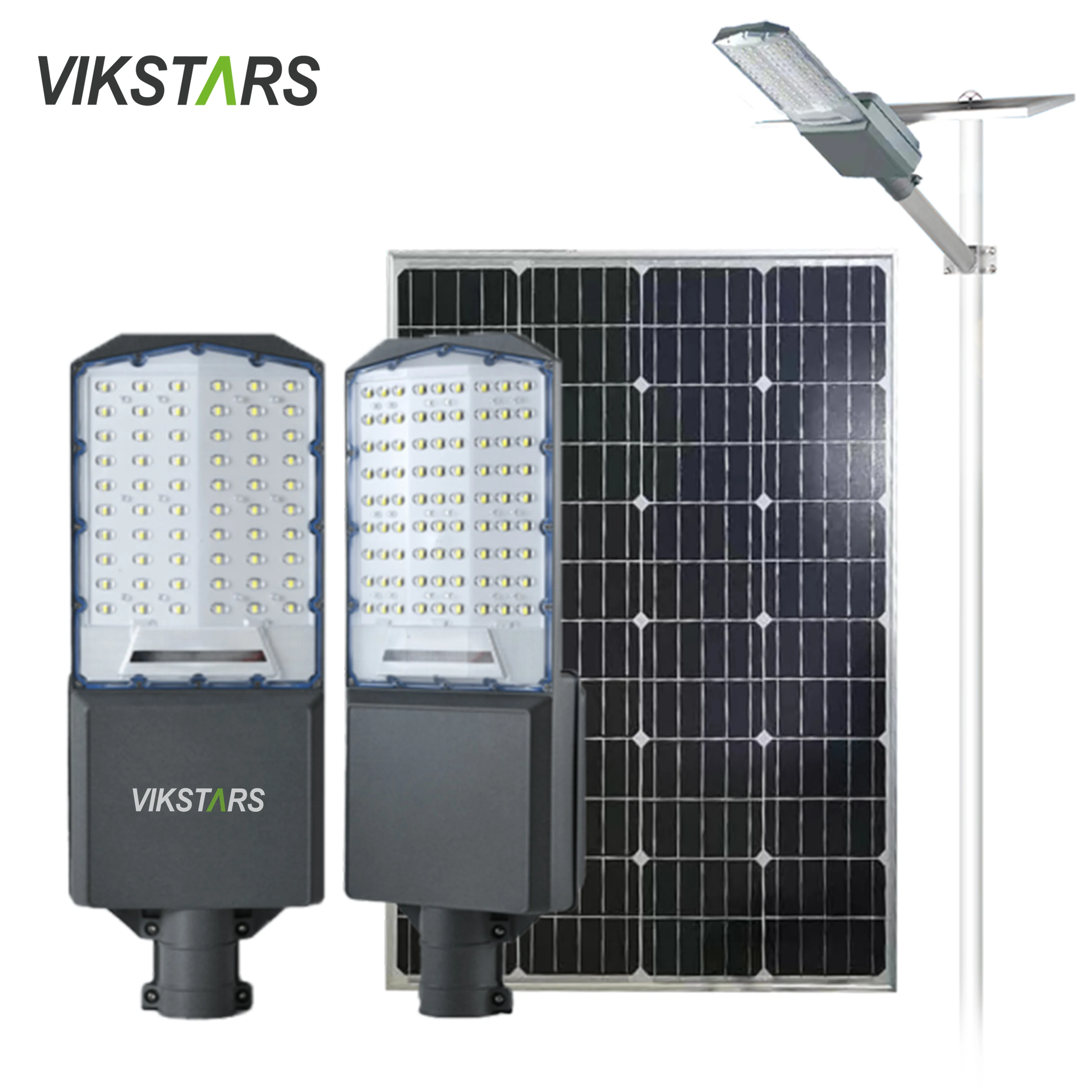 300w 400w 500w led solar street lamp with wide 3 emitting side lens for yard pathway main street driveway lighting