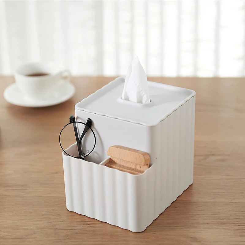
Multi-functional Cover Small Tissue Box Creative Desktop Paper Box Household Livingroom Simple Plastic Storage 