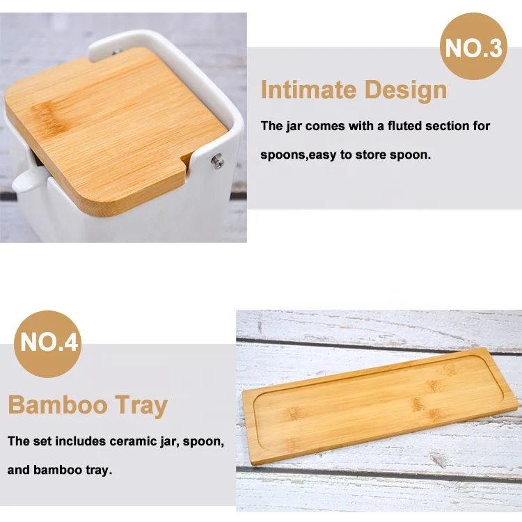3 Pack Porcelain Food Storage Jars Ceramic Cookie Small Canister With Bamboo Wood Lid And Label Coffee Tea Sugar Containers