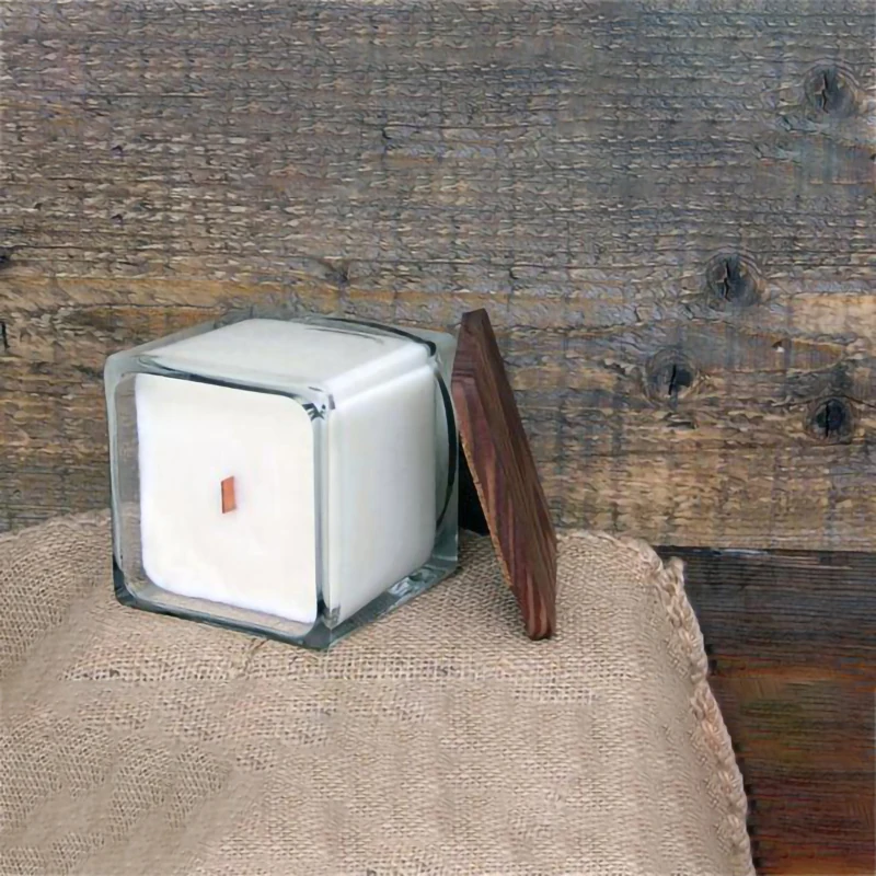 Wholesale 10 oz Crystal Big Empty Wide Square Frosted Glass Candle Jar For Candle Making