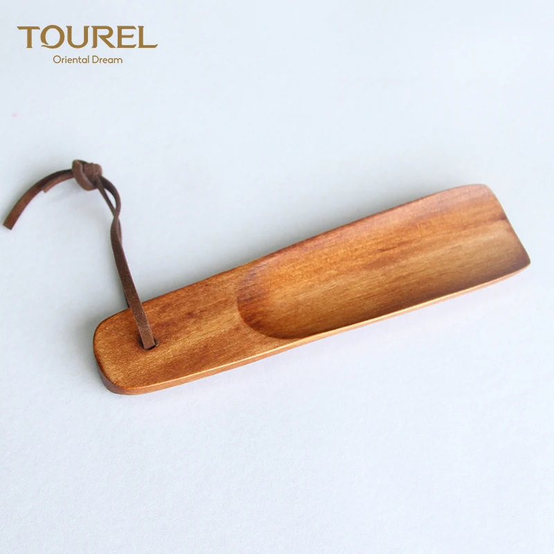 custom manufacturers personalized hotel long wood bamboo wooden shoehorn