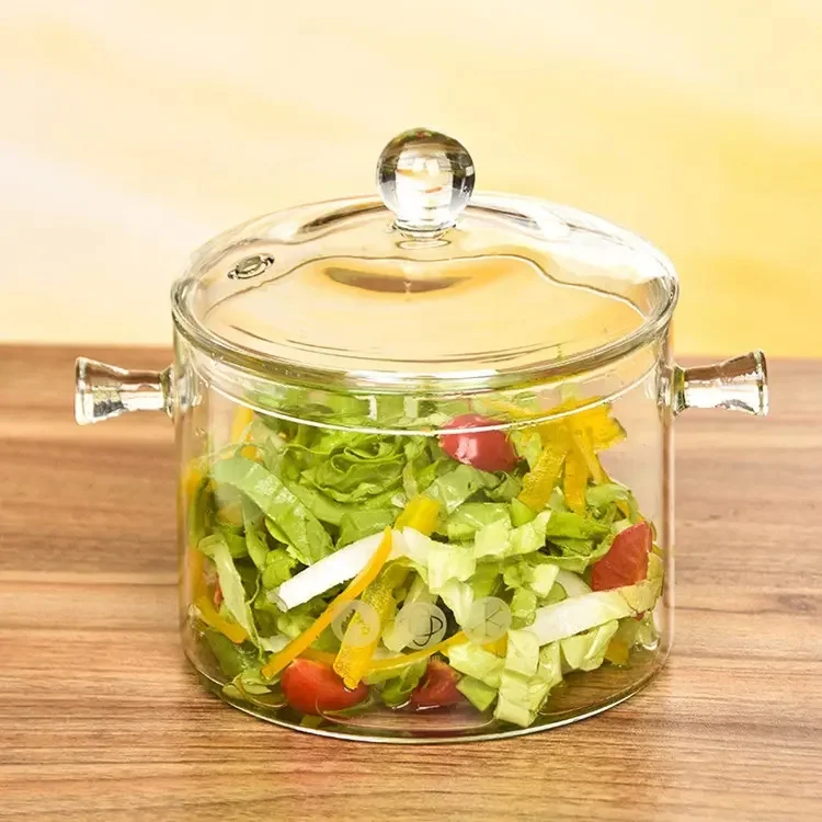 Customized by Chinese manufacturers fire to cook spaghetti Glass pot with handle