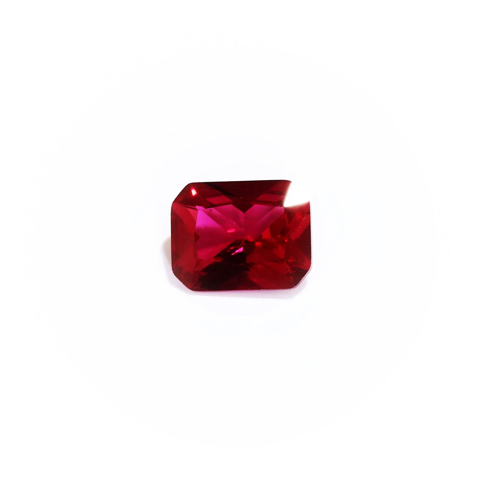 Megan wholesale Wuzhou Factory low price fancy Emerald Cut Loose Synthetic Red Ruby Stones 34# Synthetic Corundum Stones Gems