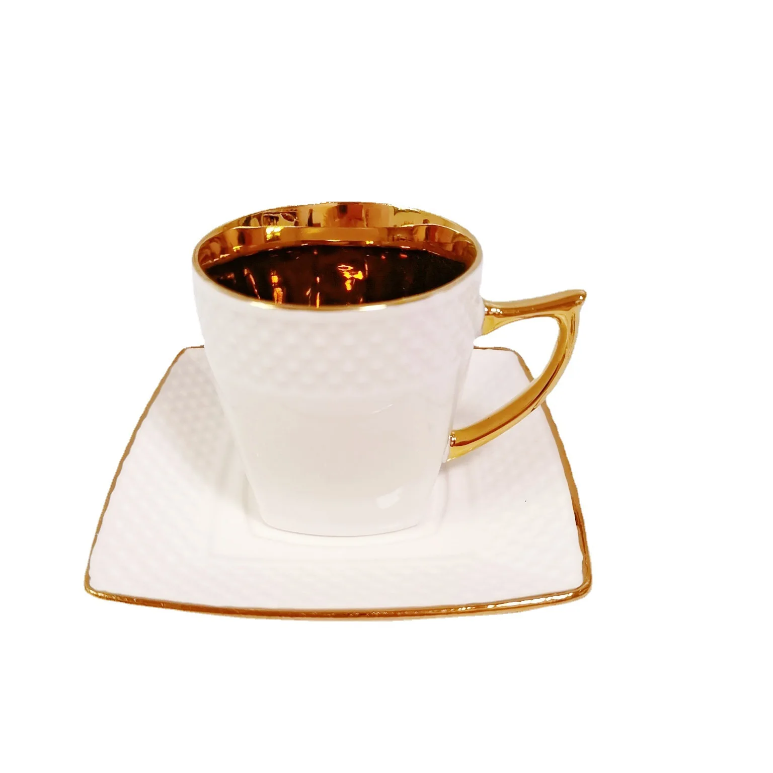 Middle East export espresso drinkware ceramic coffee cup and saucer set creative love plate small capacity teacup set wholesale