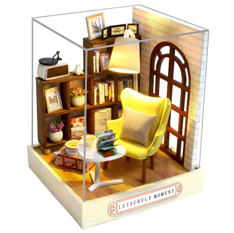DIY Doll house Wooden Doll Houses Furniture Kit Leisurely Time  doll house for girls birthday Gift