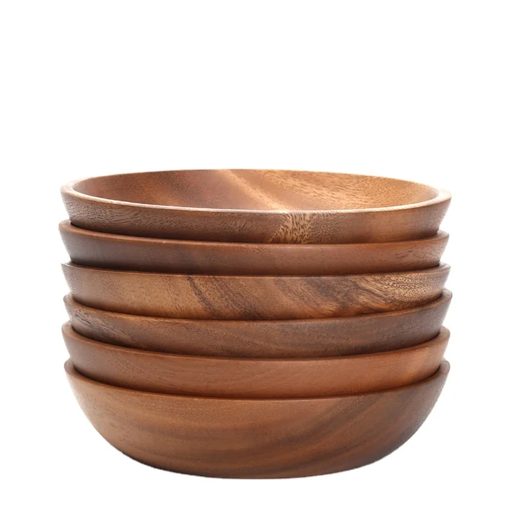 Wholesale Acacia Salad Wooden Bowl Antique Natural Bamboo Salad Bowl With Spoon