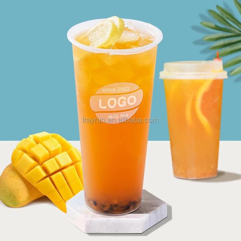 12oz 20oz 32oz custom printed plastic bubble tea cup take away boba cups disposable plastic cup