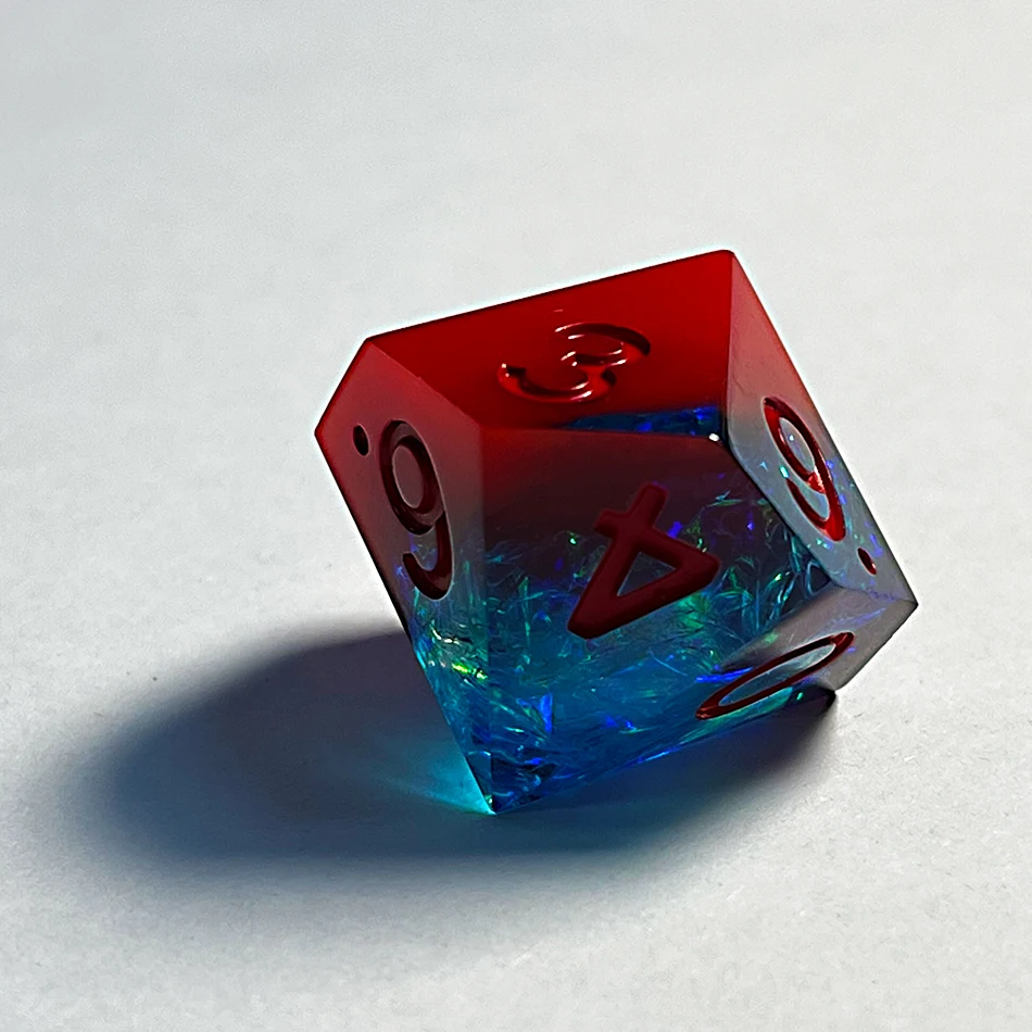 Superman color matching -- handmade red resin sharp edge dice dnd --RPG games