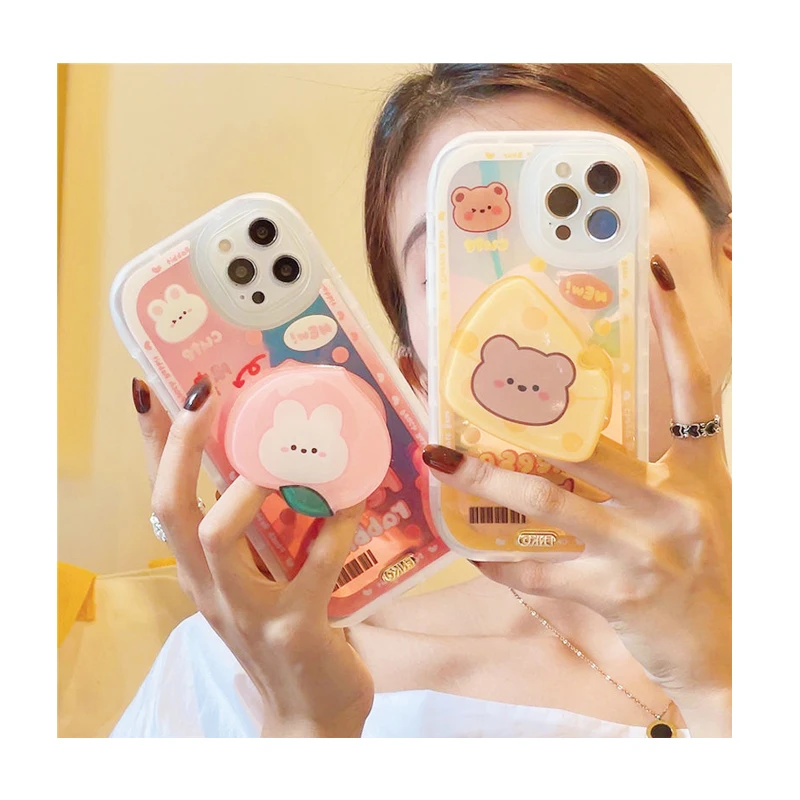 Cheap universal mobile stand phone holder designer custom made cute acrylic charms plastic phone socket