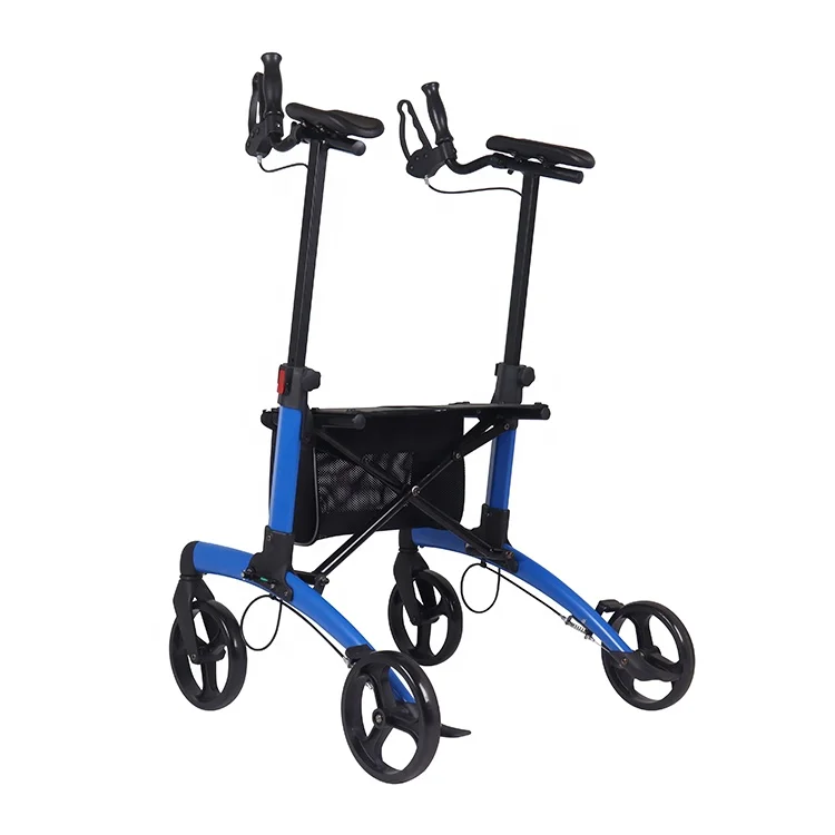 Medical Supplies Portable Outdoor Rollator Height Adjustable Rollator Aluminum Stand Up Rollator With Four Wheels For Elderly