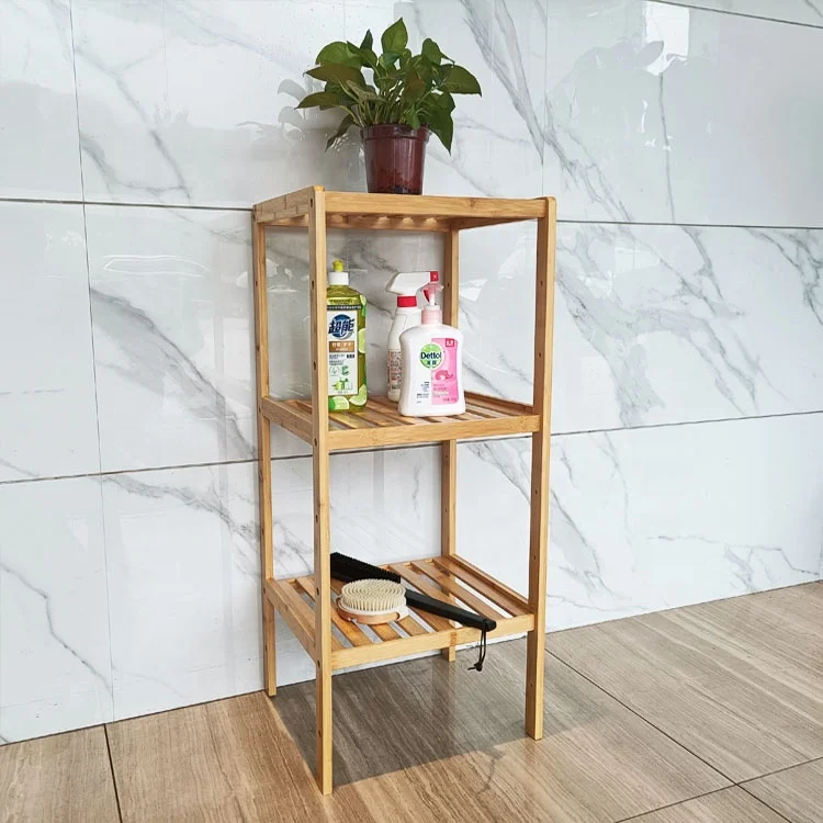 Hot Selling OEM/ODM Wooden Etagere Bathroom Caddy Shower Rack Estante De Madera Bamboo Bathroom Shelf For Home