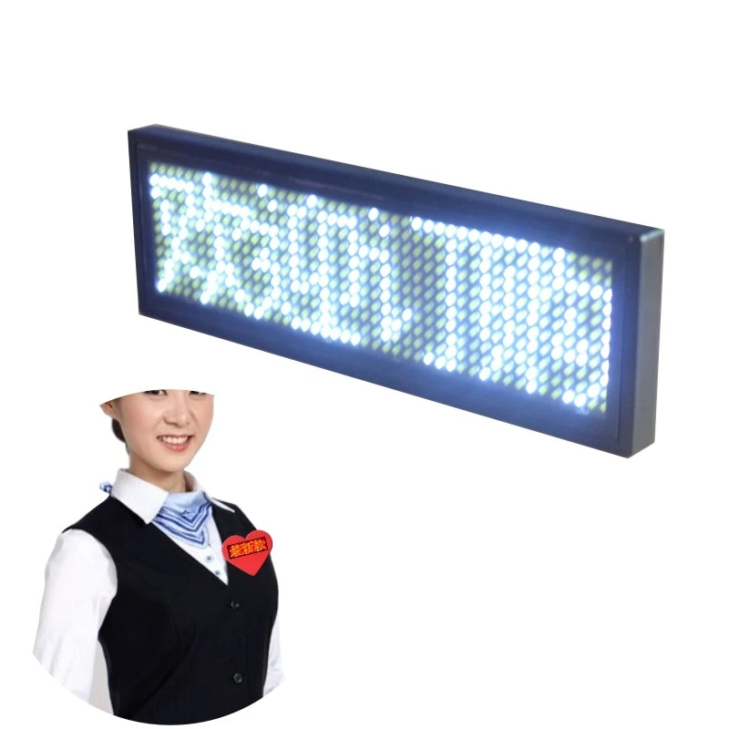 Smart APP Edit LED Name Badge Digital Lighting Pin Wearable Reusable LED Programmable Waiters LED Name Badge Mini LED Name Tag