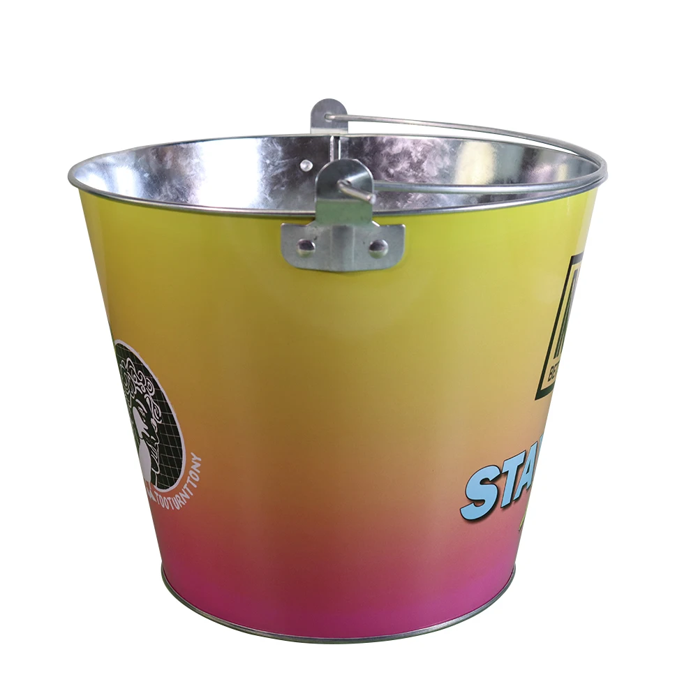 Factory Creative Style Customized Logo Beer Champagne Galvanize Iron Ice Bucket For Christmas Decoration