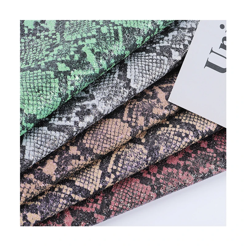PVC glitter snake print embossed synthetic leather product for car seat suitcase handbag sofa belt
