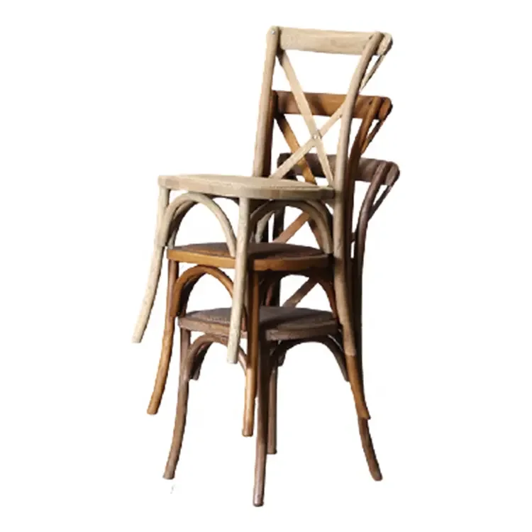 Rustic Vintage Style Bentwood Stackable Chair Wooden Crossback Chair Restaurant Bistro Crossback Dining Chair
