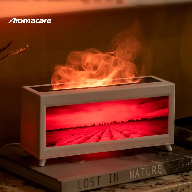 Aromacare 200Ml Portable Air Essential Oil Multicolor Flame Effect Aromatherapy Fireplace Humidifier