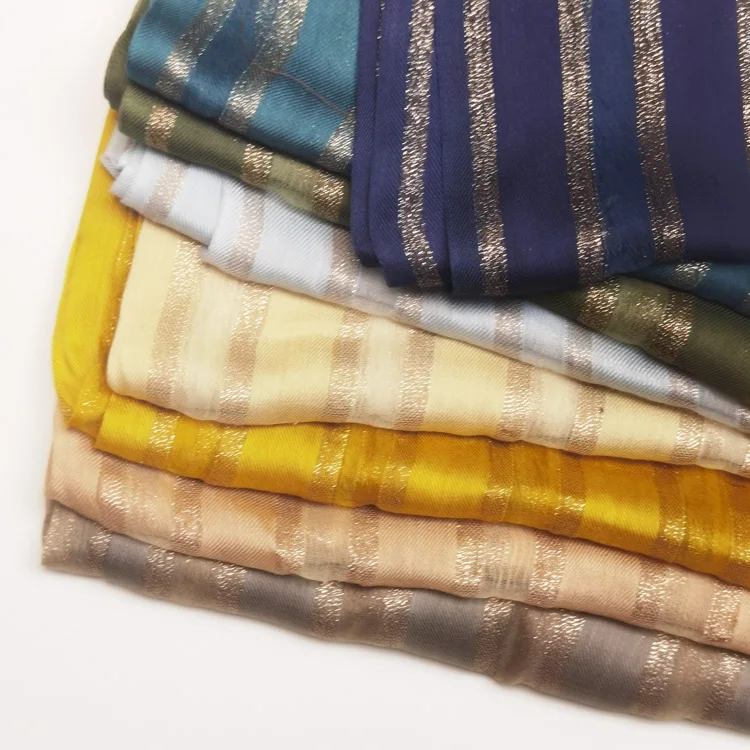 Designers custom muslim glitter stripes satin silk scarf viscose cotton hijab jersey shawl for muslim women luxury fashion