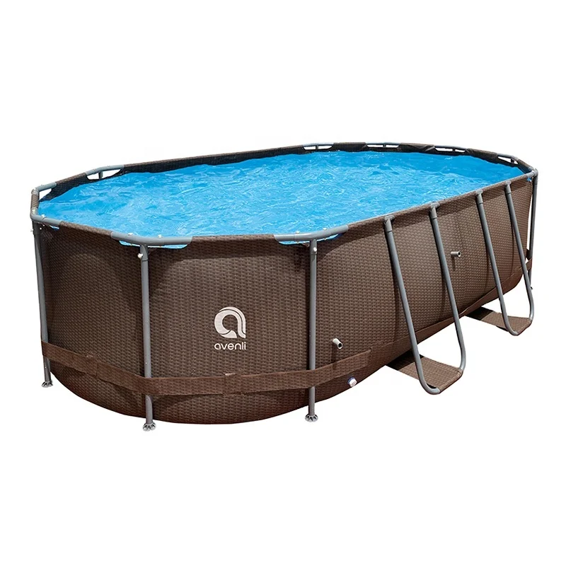 Manufacture Rattern Series Oval Steel Super Max Frame Pool  Swimming Pools with Pump and Filter Above Ground Pool