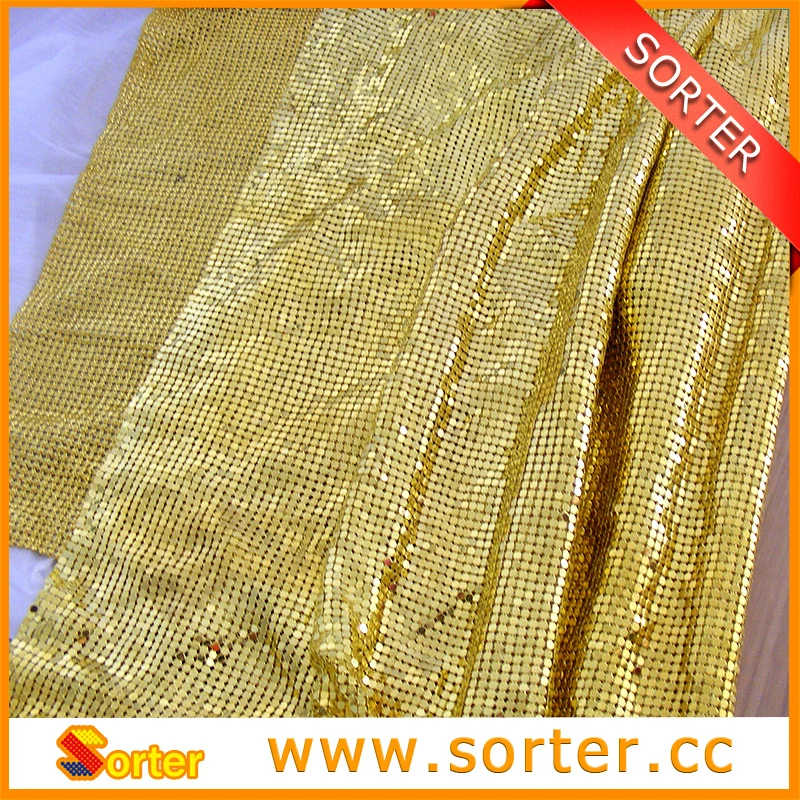 gold color aluminum metal mesh fabric for garment