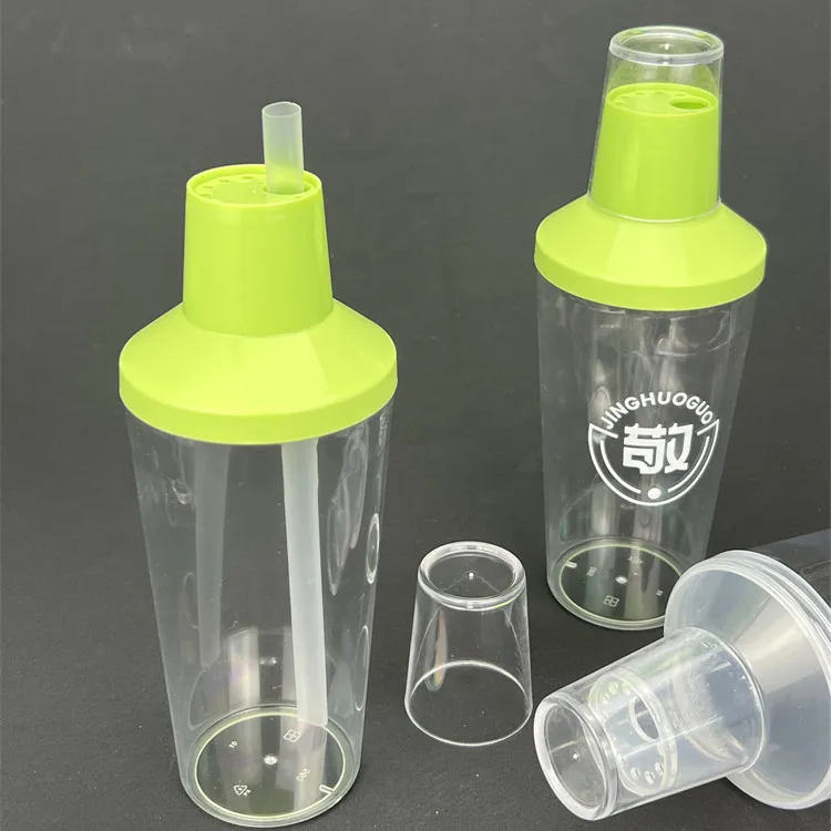 500ml clear & transparent plastic gym shaker bottle with straw