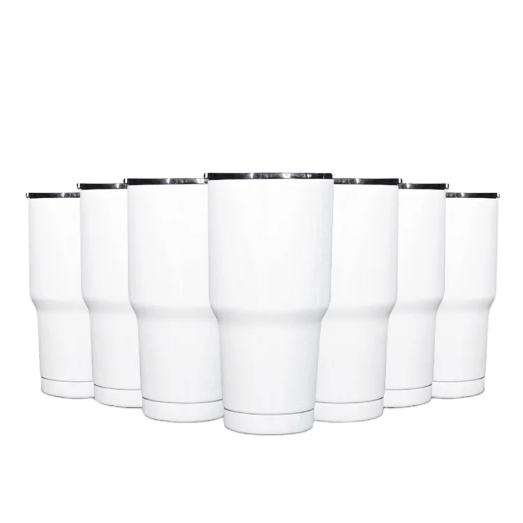 Сублимационные заготовки оптовая продажа нержавеющая сталь 20oz 30 oz белая Изолированная кофейная кружка с двойными стенками прямая соломинкой