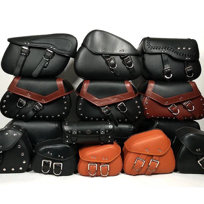 
Supplier Custom waterproof Motorcycle PU Leather Side Saddle Bag motorbike seat side tail bag 