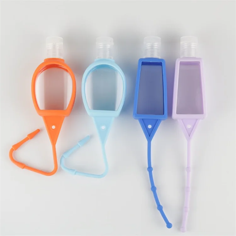 New Cute 30ml 1oz Pet Empty Mini Hand Wash Container Hand Sanitizer Liquid Gel Plastic Bottle with Silicone Holder