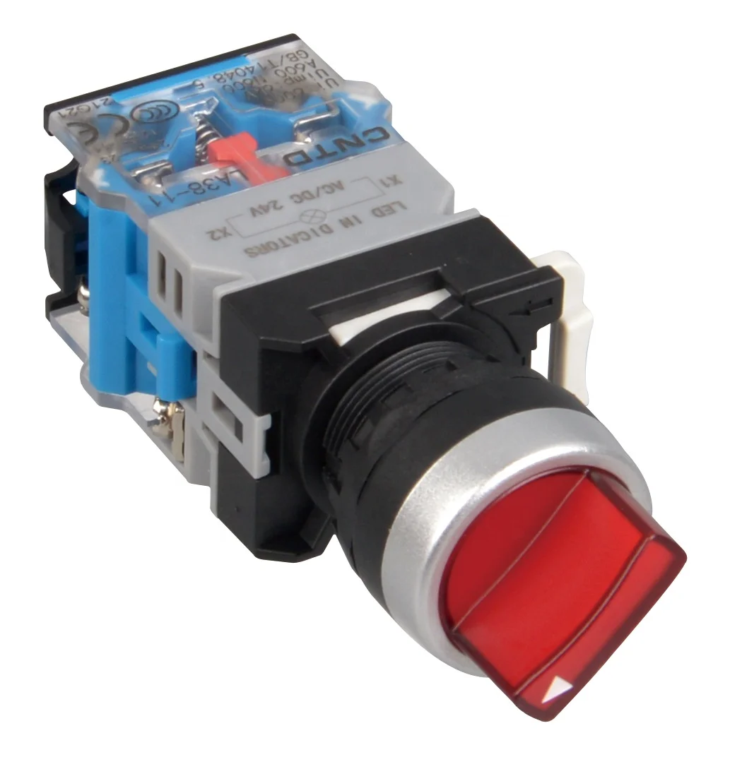 CNTD Two-position Holding Type Illuminated Knob Mini Round Pushbutton Switch LA38-11XD21-L