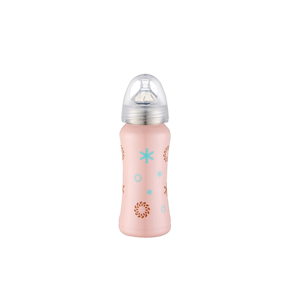 Baby Style 18/8 High Quality  Double Wall Stainless Steel Vacuum Milk Mug & Milk Bottle with Teat Vacuum Flask 350ml