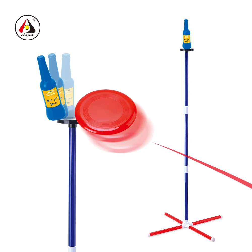 2 In 1 Yard Games For Adults And Kids Limbo Game & Bottle Bash Game With 4 Flying Discs For Camping, Beach, Lawn,Outdoor