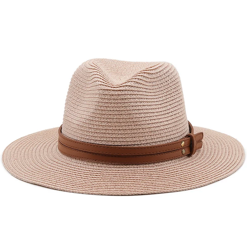54-58-60CM Womens Summer Panama Straw Hats Wide Brim Straw Beach For Men Fashion UPF UV Fedoras Cap Travel Casual Sunshade Hats