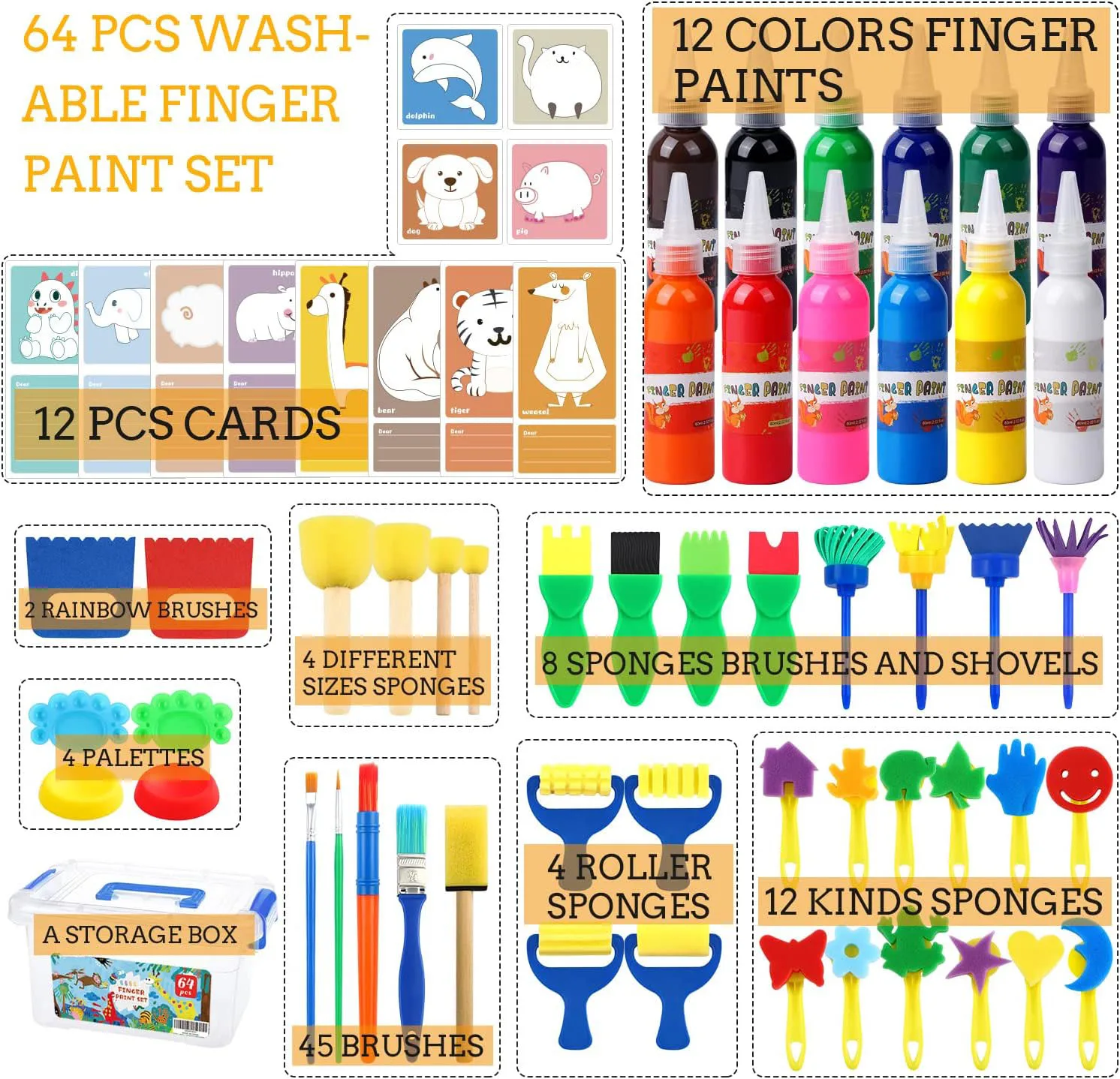 65 pack washable paint for kids 2 oz washable paint for kids non-toxic finger paint for kids